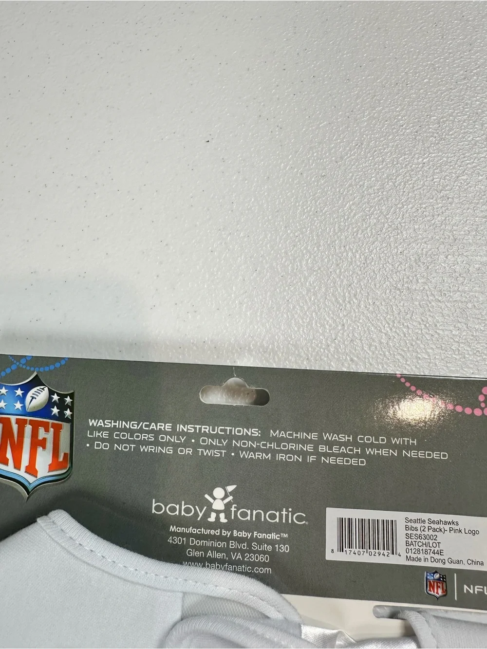 NFL White Baby Bib 2-Pack with Pink Seahawks Logo